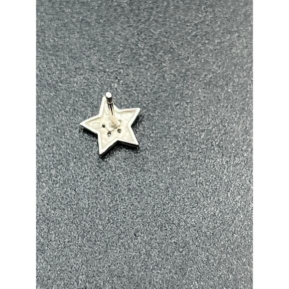 SB Designer 10k White Gold Diamond Chip Star Stud Pierced Earrings *Single - Picture 9 of 11